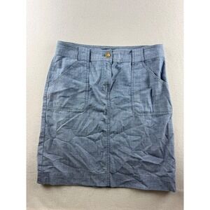 Talbots Womens Blue Chambray Straight Skirt Size 4 Casual Workwear Knee Length